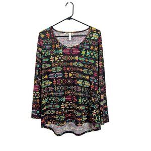 LuLaRoe Women's Black Multicolor Long Sleeve Top